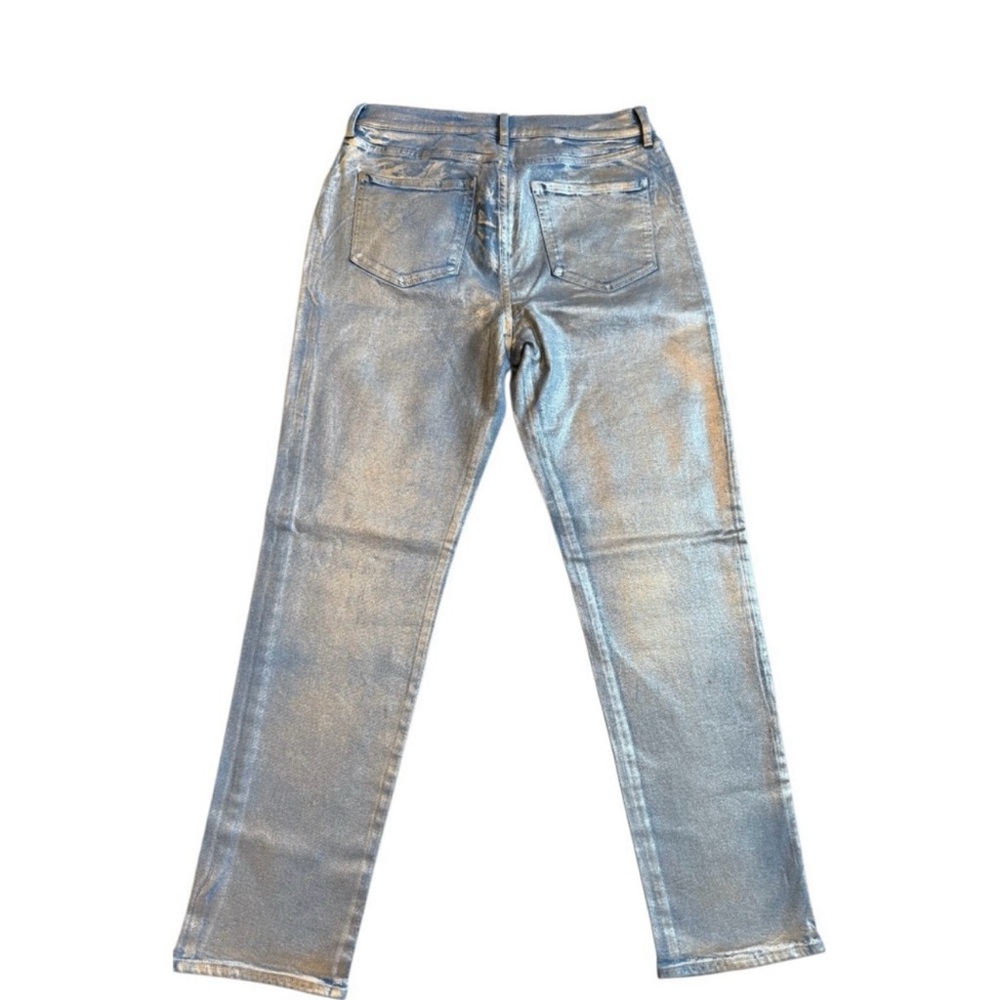 NWT Women's Ana Silver High-Rise Straight Jeans Size 16 Metallic